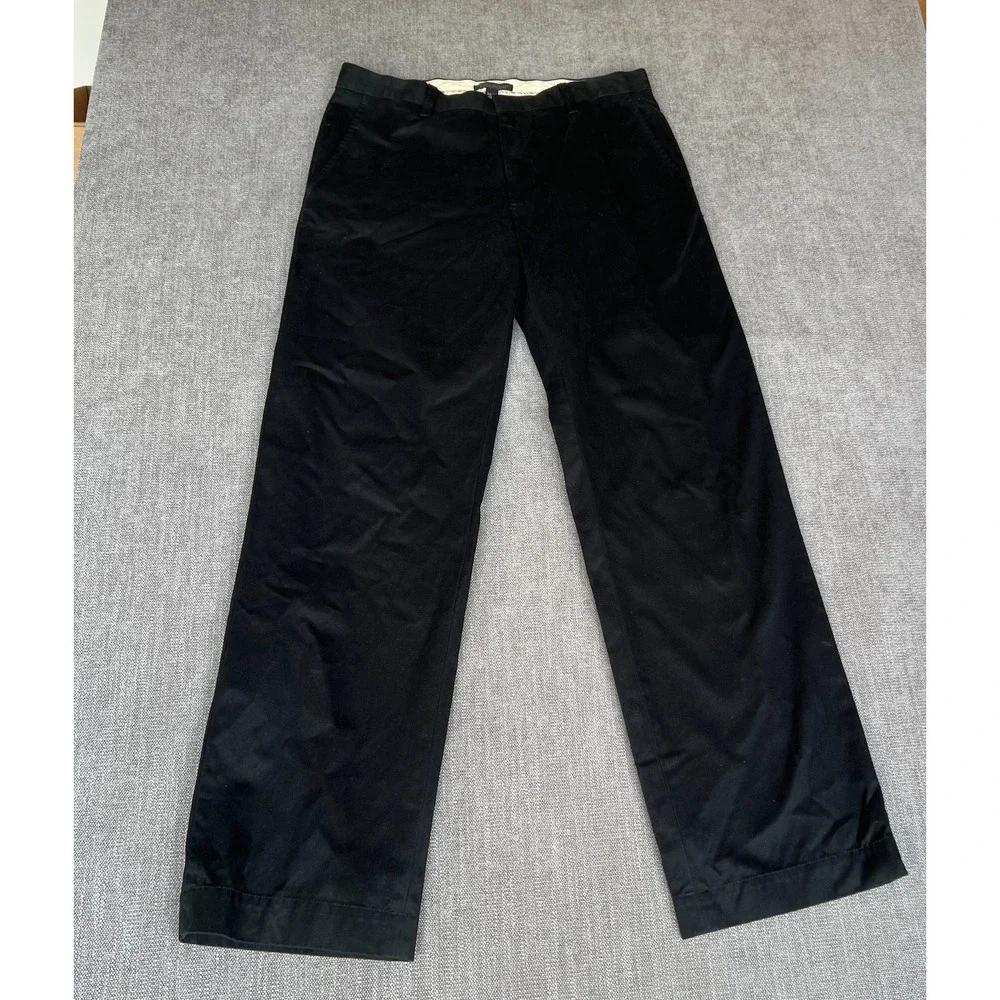 Banana Republic Dawson Pants Mens 34/34 Black Relaxed Fit Formal Straight Leg